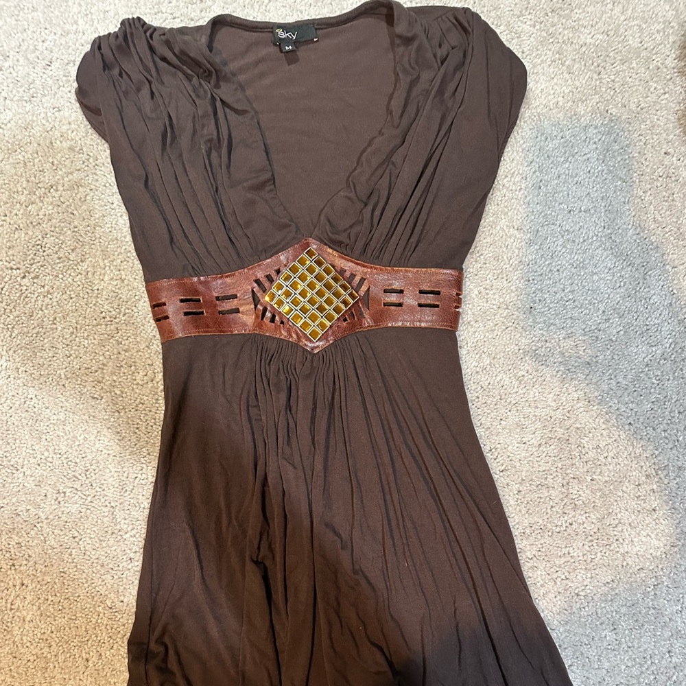 Sky brand flowy dress with embellishments on the front